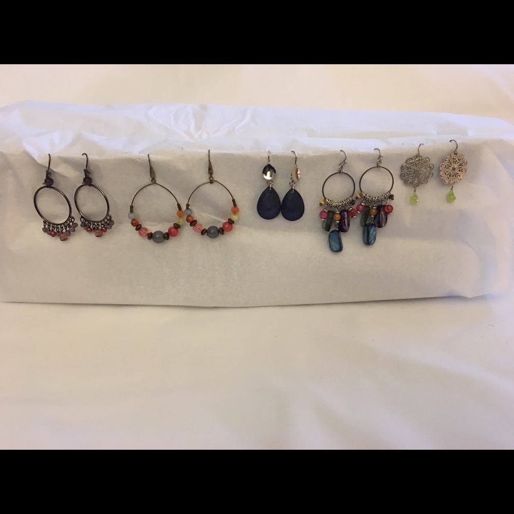 5 Beautiful pairs of dangle earrings.